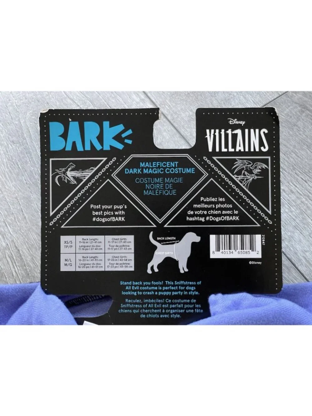 BARK Disney Villains Maleficent Dark Magic Dog Costume XS/S Halloween Outfit